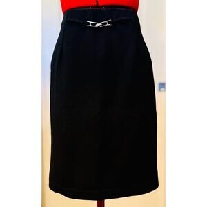 Briggs New York Black Stretch Pencil Skirt with faux belt - Size M